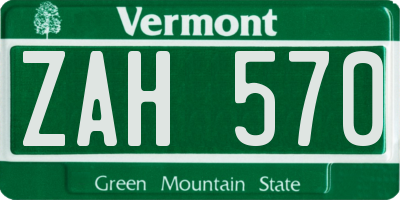 VT license plate ZAH570