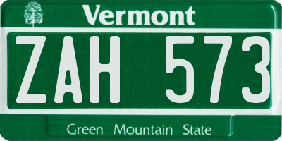 VT license plate ZAH573