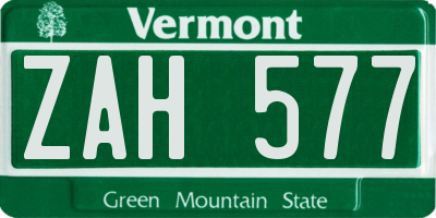 VT license plate ZAH577