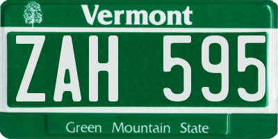 VT license plate ZAH595