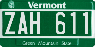 VT license plate ZAH611