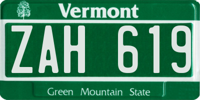 VT license plate ZAH619