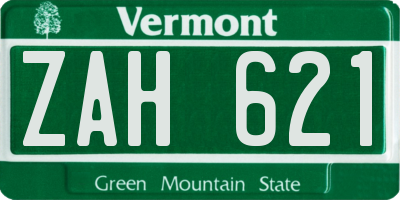 VT license plate ZAH621