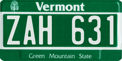 VT license plate ZAH631