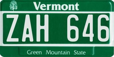VT license plate ZAH646