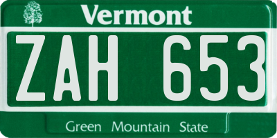 VT license plate ZAH653