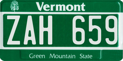 VT license plate ZAH659
