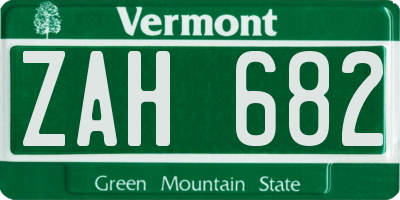 VT license plate ZAH682