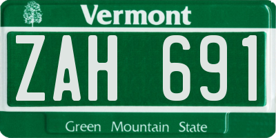 VT license plate ZAH691