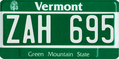 VT license plate ZAH695