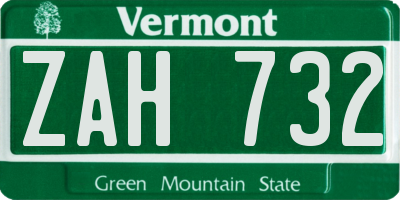 VT license plate ZAH732