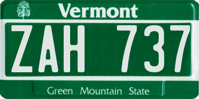VT license plate ZAH737