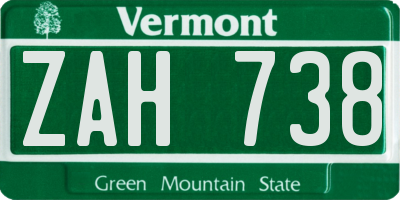 VT license plate ZAH738