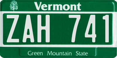 VT license plate ZAH741