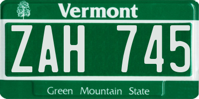 VT license plate ZAH745