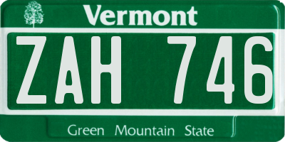 VT license plate ZAH746