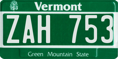 VT license plate ZAH753