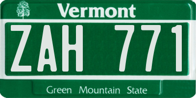 VT license plate ZAH771