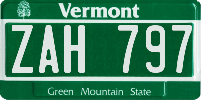 VT license plate ZAH797