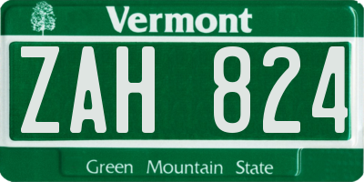 VT license plate ZAH824
