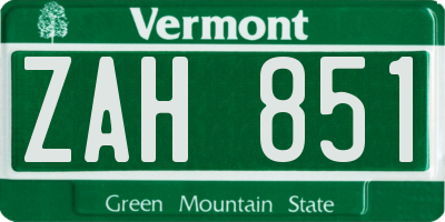 VT license plate ZAH851
