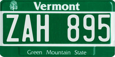 VT license plate ZAH895
