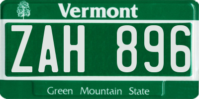 VT license plate ZAH896