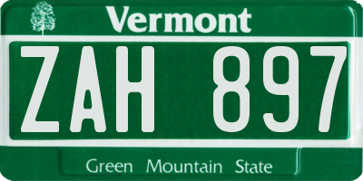 VT license plate ZAH897