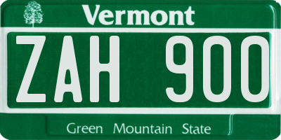 VT license plate ZAH900
