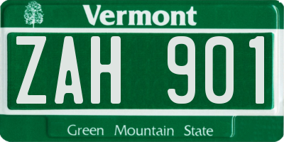 VT license plate ZAH901