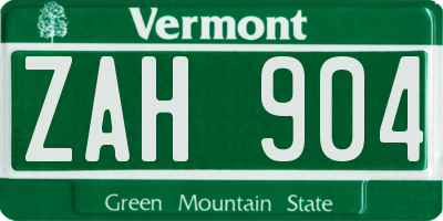VT license plate ZAH904