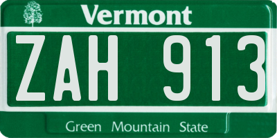 VT license plate ZAH913