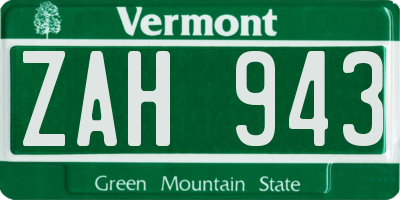 VT license plate ZAH943