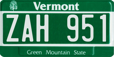 VT license plate ZAH951