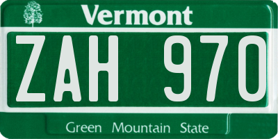 VT license plate ZAH970