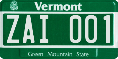 VT license plate ZAI001