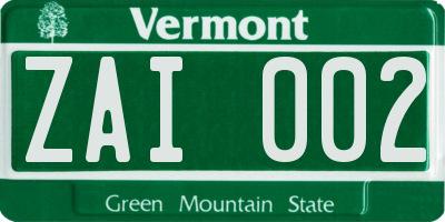 VT license plate ZAI002
