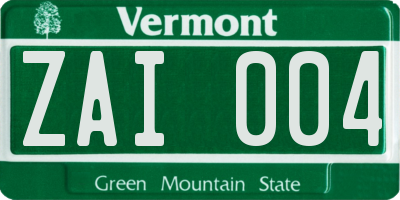 VT license plate ZAI004