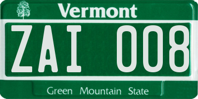 VT license plate ZAI008