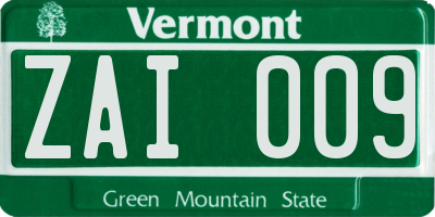 VT license plate ZAI009