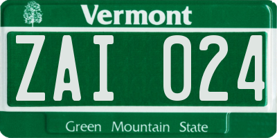 VT license plate ZAI024