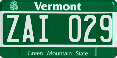 VT license plate ZAI029