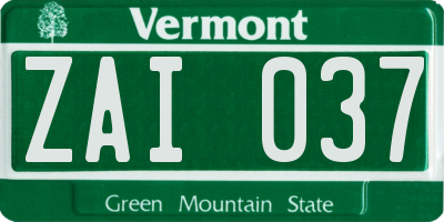 VT license plate ZAI037