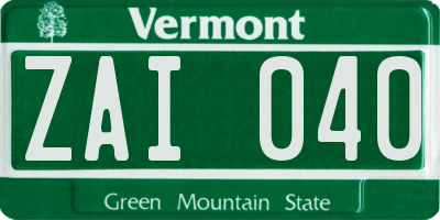 VT license plate ZAI040