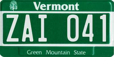 VT license plate ZAI041