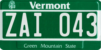 VT license plate ZAI043