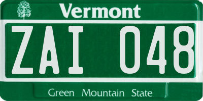 VT license plate ZAI048