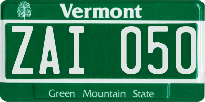 VT license plate ZAI050