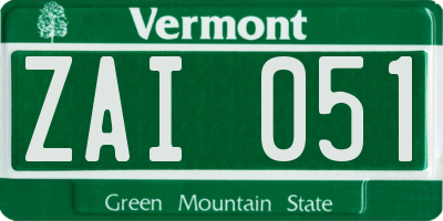 VT license plate ZAI051