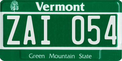 VT license plate ZAI054